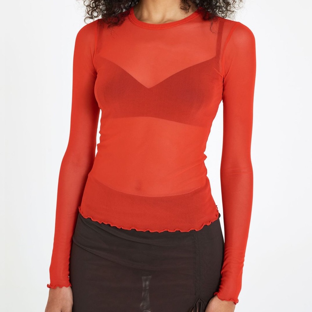 Priscavera Red Mesh Top